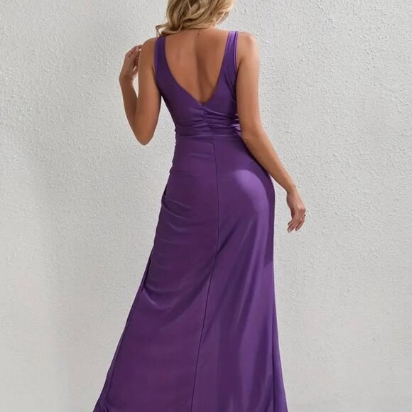 Brand New Elegant Split Twist Slim Dress (Size 8/10) - Picture 2 of 3